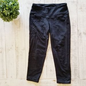 Athleta Black Crop Leggings Stripe Side